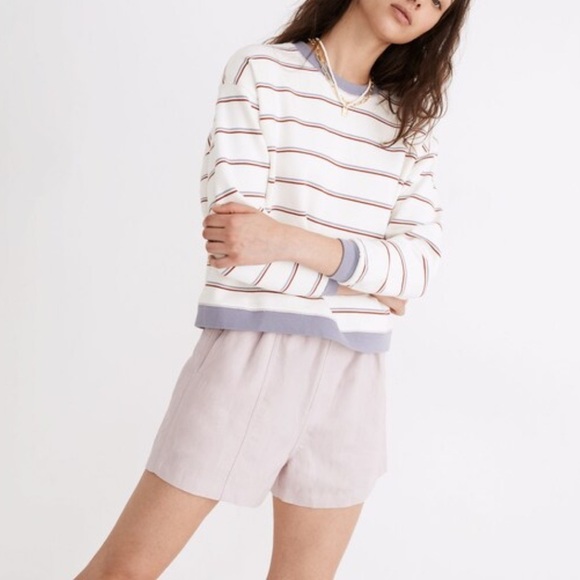 Madewell Striped Crewneck Sweater - Cream and Purple - Picture 6 of 7